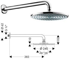 Верхний душ HANSGROHE Raindance AIR 27474000 - фото1