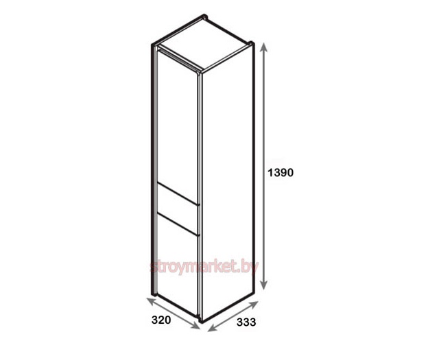 Боковой шкаф ROCA Ronda 139x32 см правый бетон/белый глянец