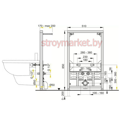 Система инсталляции для биде ALCAPLAST A105/850 фото-2