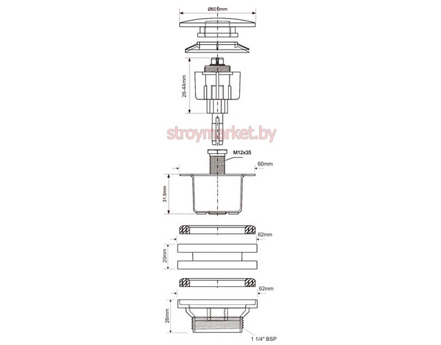 Сливной клапан для умывальника MCALPINE CWP60-CB хром - фото2