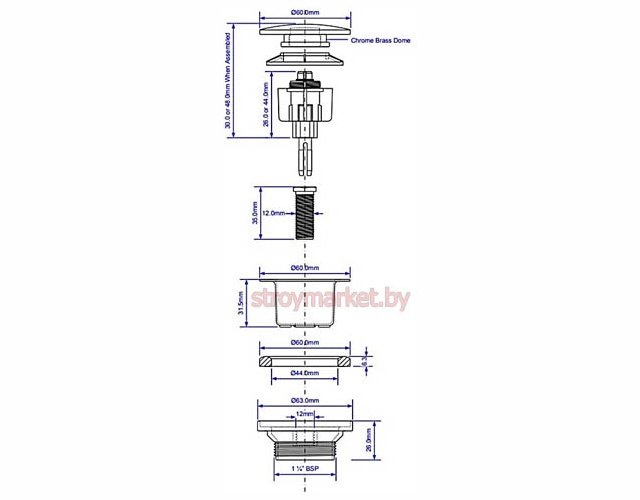 Сливной клапан для умывальника MCALPINE CWP60MB черный - фото2