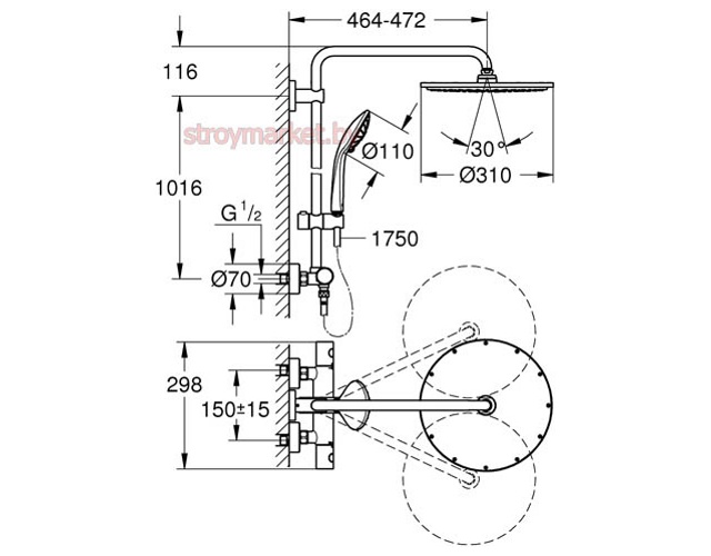 Душевая система GROHE Euphoria XXL System 310 26075DC0 с термостатом суперсталь - фото2 Душевая система GROHE Euphoria XXL System 310 26075DC0 с термостатом суперсталь - фото2