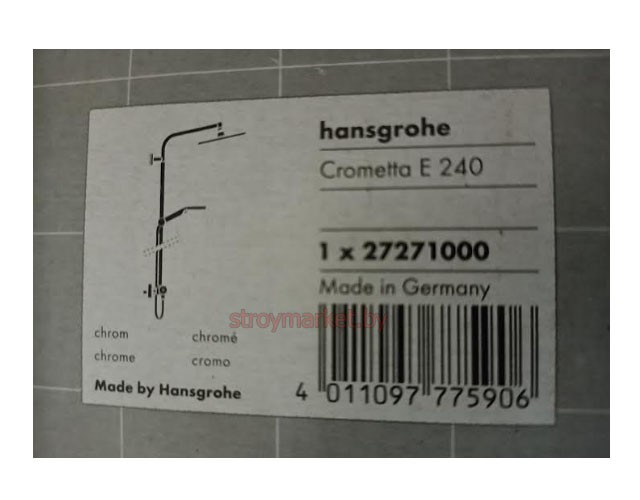 Душевая система HANSGROHE Crometta E Showerpipe 240 1Jet 27271000 с термостатом