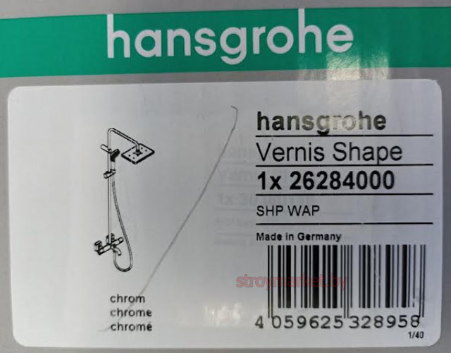 Душевая система HANSGROHE Vernis Shape 26284000 с термостатом