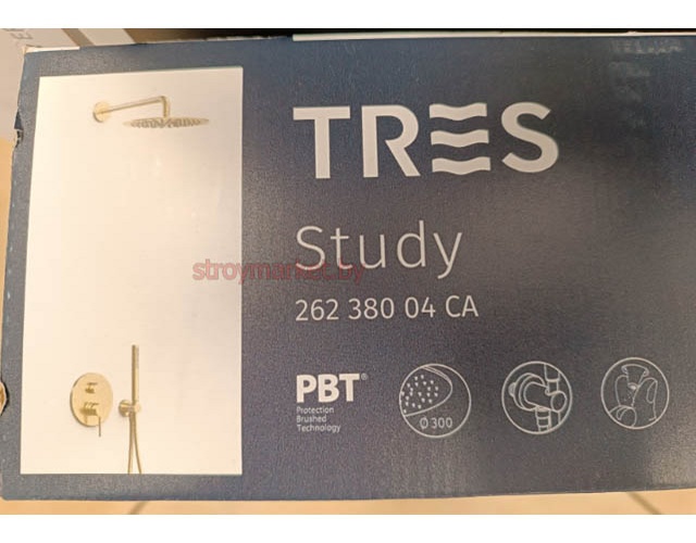 Душевая система TRES Study Rapid Box 26238004CA скрытого монтажа матовое золото фото-4