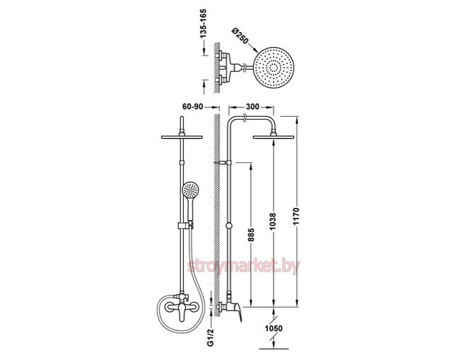 Душевая система TRES Base Plus 21619110 хром фото-2