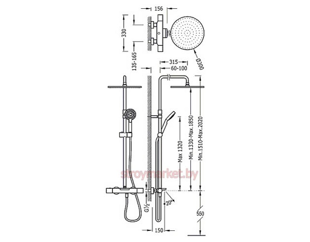 Душевая система TRES Max 06231201 с термостатом фото-2