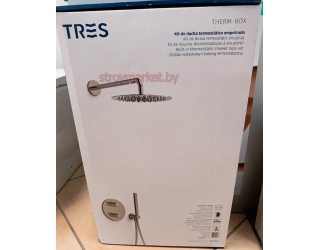 Душевая система TRES Therm-Box 26225004AC скрытого монтажа с термостатом сталь фото-4