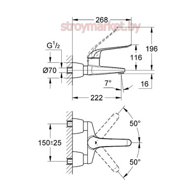 Смеситель для умывальника GROHE Euroeco Special 32779000 на стену - фото2