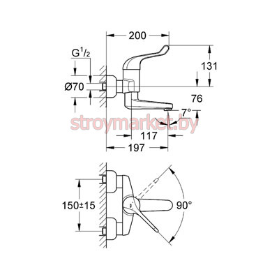 Смеситель для умывальника GROHE Euroeco Special 32792000 на стену - фото2