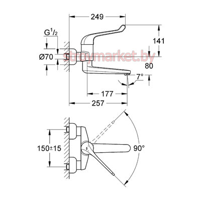 Смеситель для умывальника GROHE Euroeco Special 32793000 на стену - фото2