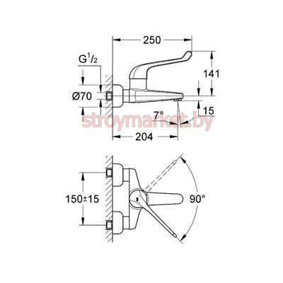 Смеситель для умывальника GROHE Euroeco Special 32795000 на стену - фото2