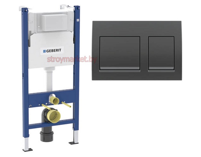 Инсталляция GEBERIT Alpha 112 см 458.233.00.2 с кнопокой глянцевый черный Alpha35 - фото1