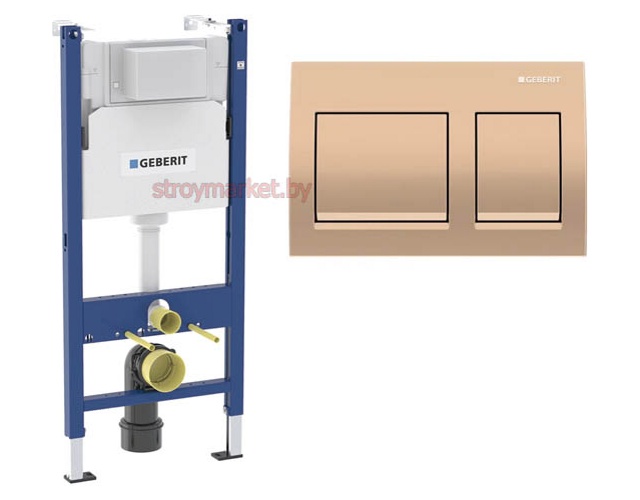 Инсталляция GEBERIT Alpha 112 см 458.233.00.2 с кнопокой красное золото Alpha35 - фото1