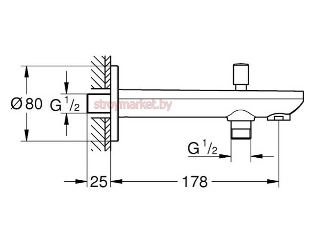Излив для ванны GROHE BauCosmopolitan 13390000 с переключателем - фото2