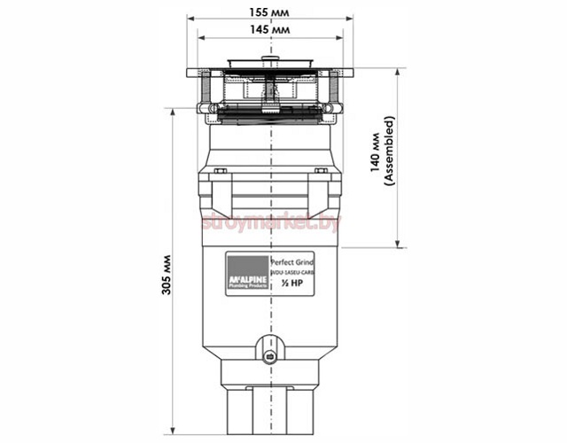 Измельчитель пищевых отходов MCALPINE Perfect Grind Slim WDU-1ASEU-CARB фото-2
