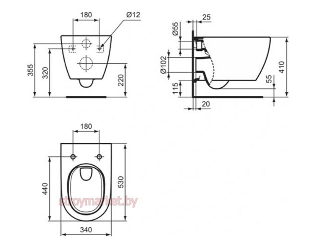 Унитаз подвесной IDEAL STANDARD I.Life O Tornado HydroTwist T568001 без ободка в комплекте с крышкой - фото2