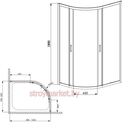 Душевая кабина полукруглая RADAWAY Dolphi Premium Plus E 100x80x190 стекло графитовое - фото2