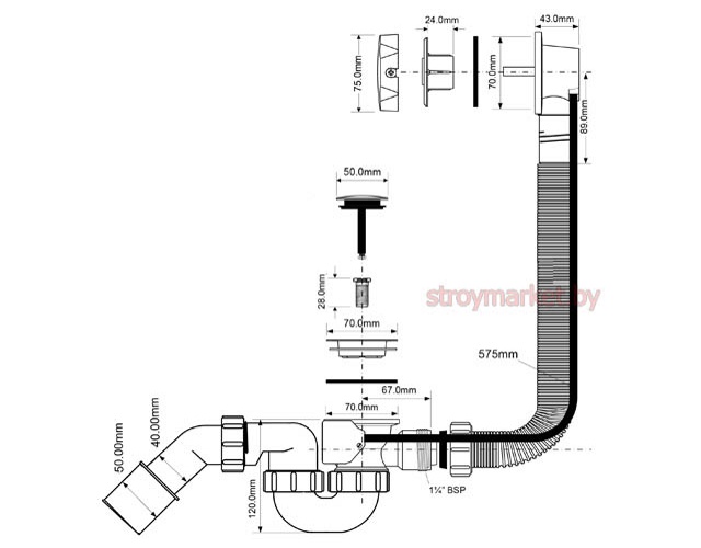 Сифон для ванны MCALPINE MRB2C-PB хром - фото2 Сифон для ванны MCALPINE MRB2C-PB хром - фото2