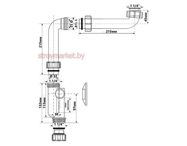 Сифон для умывальника MCALPINE HC13SPS-X32PF компакт - фото2