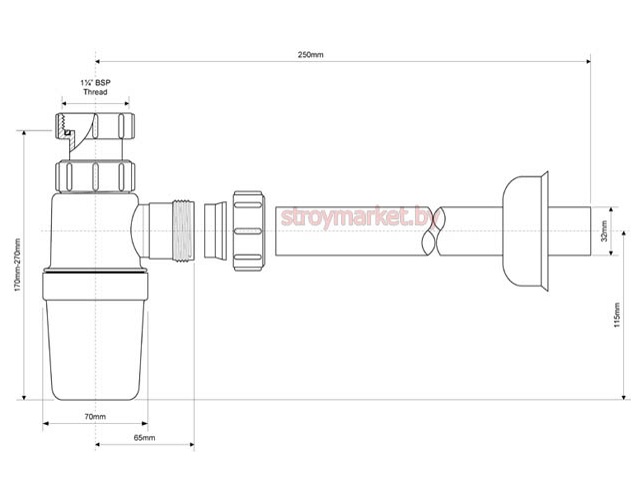 Сифон для умывальника MCALPINE MRW1-NW без выпуска - фото2