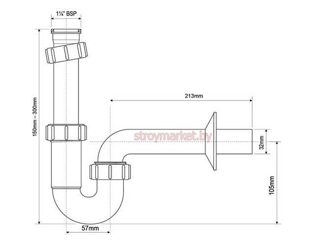 Сифон для умывальника MCALPINE MRW8 без выпуска - фото2
