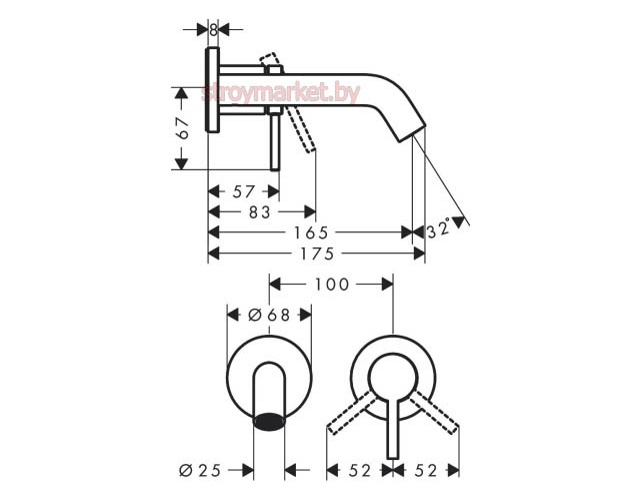 Смеситель для умывальника HANSGROHE Tecturis S 73350700 встраиваемый белый фото-2