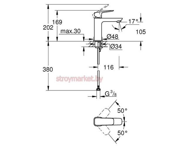 Смеситель для умывальника GROHE Cubeo 1017550000 фото-2