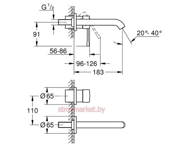 Смеситель для умывальника GROHE Essence 19408001 встраиваемый из стены фото-2 Смеситель для умывальника GROHE Essence 19408001 встраиваемый из стены фото-2