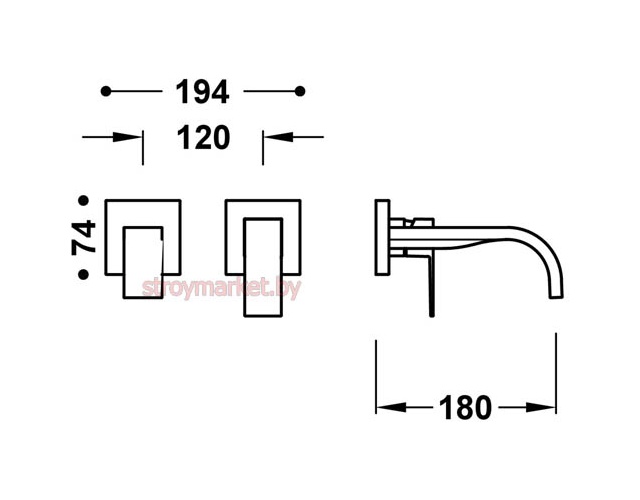Смеситель для умывальника TRES Cuadro 00630021 встраиваемый фото-2 Смеситель для умывальника TRES Cuadro 00630021 встраиваемый фото-2