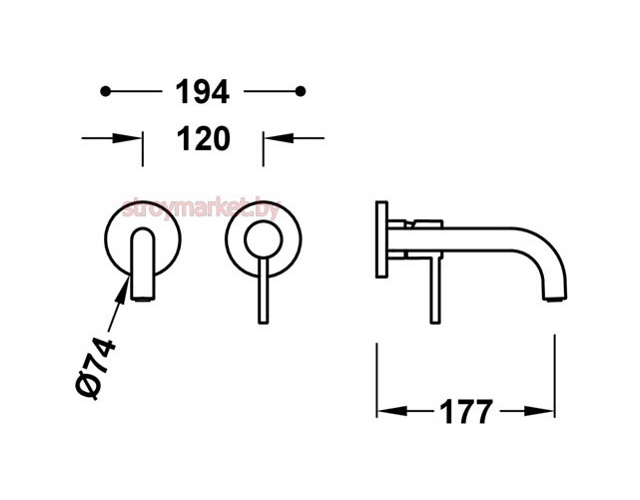 Смеситель для умывальника TRES Study 26230021AC встраиваемый нержавеющая сталь фото-2