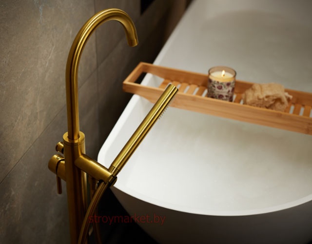 Смеситель для ванны напольный ARMATURA Moza 5035-510-31 с ручным душем золото