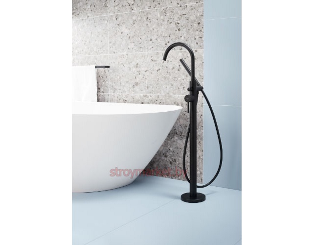 Смеситель для ванны напольный ARMATURA Moza 5035-510-81 с ручным душем черный