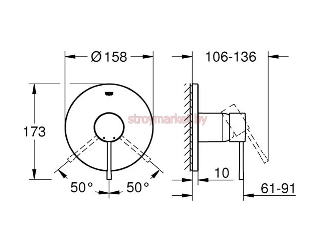 Смеситель для душа GROHE Essence 24057001 встраиваемый фото-2
