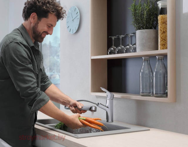 Смеситель для кухни HANSGROHE Focus M43 71842000 с вытягивающейся лейкой фото-3