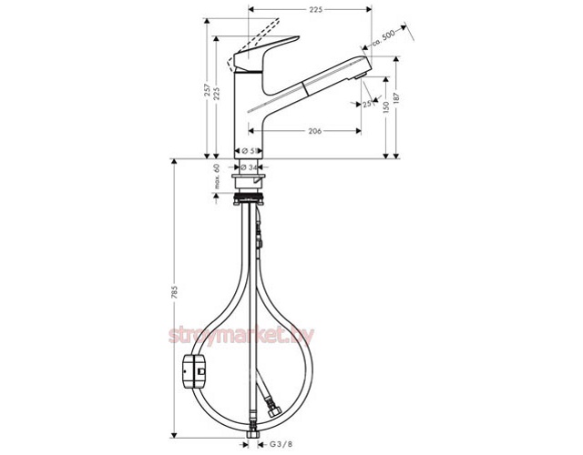Смеситель для кухни HANSGROHE Focus M43 71842000 с вытягивающейся лейкой - фото2 Смеситель для кухни HANSGROHE Focus M43 71842000 с вытягивающейся лейкой - фото2