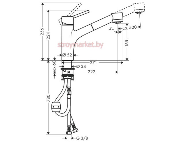 Cмеситель для кухни HANSGROHE Talis S 32841000 с вытягивающейся лейкой - фото2 Cмеситель для кухни HANSGROHE Talis S 32841000 с вытягивающейся лейкой - фото2