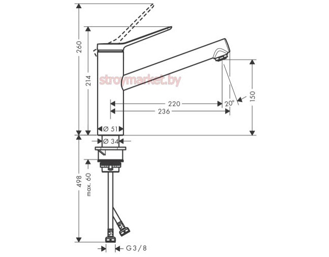 Смеситель для кухни HANSGROHE Zesis M33 150 1jet 74802000 фото-2
