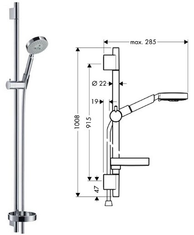 Душевой гарнитур HANSGROHE Raindance 27880000 S 100 AIR 3jet 90 см  - фото1