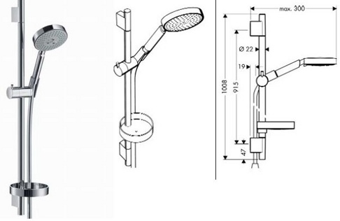 Душевой гарнитур HANSGROHE Raindance 27886000 S 120 AIR 3jеt 65 см - фото1