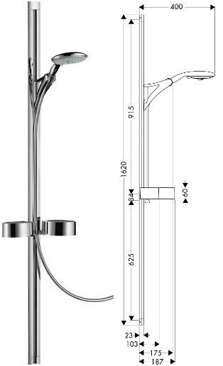 Душевой гарнитур HANSGROHE Raindance 27888000 E 150 AIR 3jet 150 см - фото1