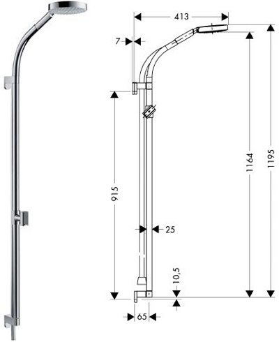 Душевая система HANSGROHE Rainbow 27876000 S 150 AIR 3jet 90 - фото1