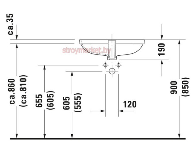 Умывальник врезной под столешницу DURAVIT D-Code 560 56х40 см 033856 фото-3 Умывальник врезной под столешницу DURAVIT D-Code 560 56х40 см 033856 фото-3