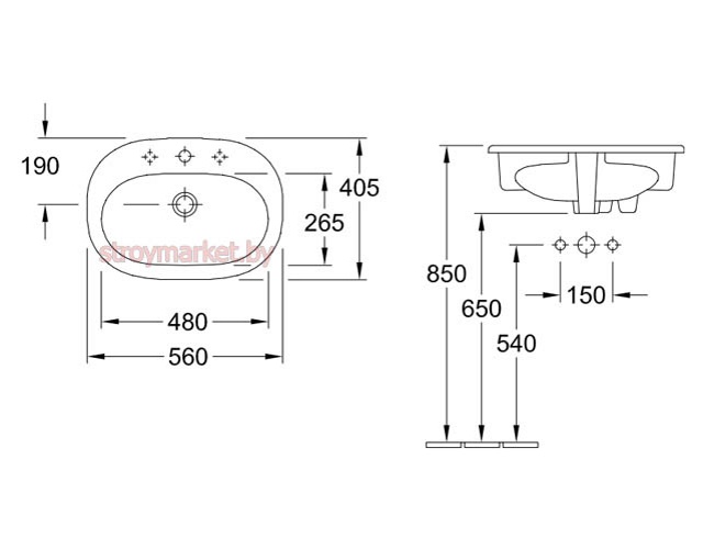 Умывальник на столешницу VILLEROY&BOCH O.Novo 41615601 56x40 фото-2