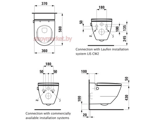 Унитаз подвесной с функцией биде LAUFEN Cleanet Navia LCC Rimless 8206014000001 - фото2