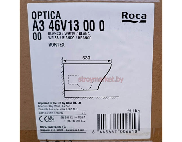 Унитаз подвесной ROCA Optica Rimless Vortex 346V13000 без ободка фото-6 Унитаз подвесной ROCA Optica Rimless Vortex 346V13000 без ободка фото-6