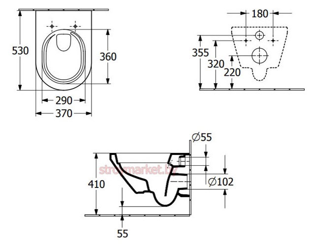 Унитаз подвесной VILLEROY&BOCH Architectura 4694CL01 без ободка с системой TwistFlush и сиденьем в комплекте - фото2