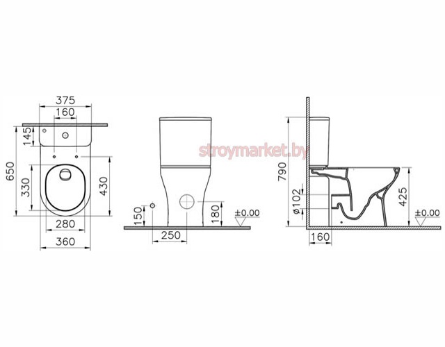 Унитаз напольный безободковый VITRA M50 VortexFlush 9889B003-7200 с пневмокрышкой - фото2