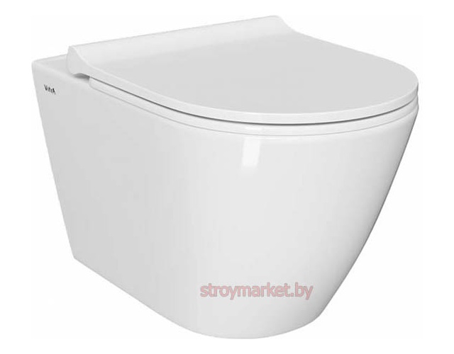 Унитаз подвесной VITRA Sanibelle SmoothFlush без ободка 7551B003-0075 в комплекте с сиденьем микролифт - фото1