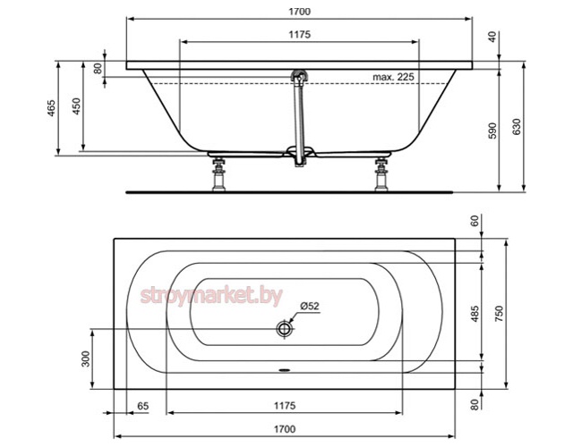    IDEAL STANDARD HOTLINE Duo 170x75